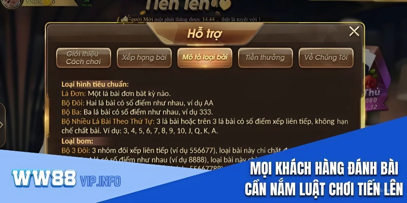 Mọi khách hàng đánh bài cần nắm luật chơi Tiến lên 